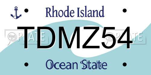 TDMZ54 Rhode Island License Plate