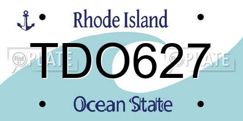 TDO627 Rhode Island License Plate