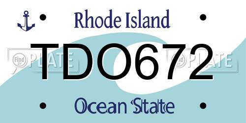 TDO672 Rhode Island License Plate