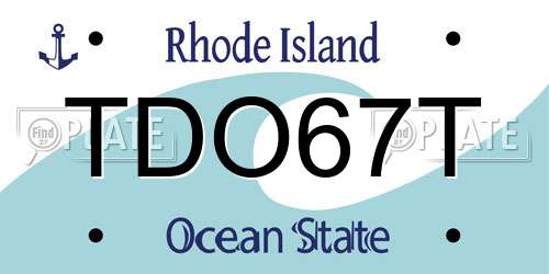 TDO67T Rhode Island License Plate