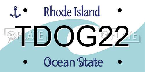 TDOG22 Rhode Island License Plate