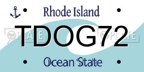 TDOG72 Rhode Island License Plate