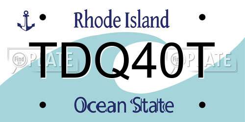TDQ40T Rhode Island License Plate