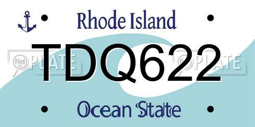 TDQ622 Rhode Island License Plate