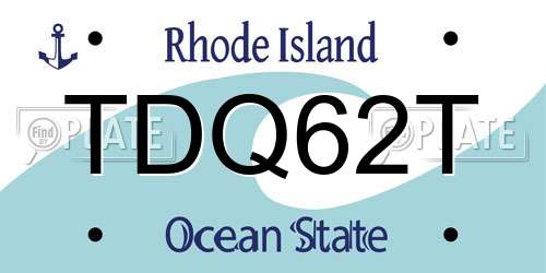 TDQ62T Rhode Island License Plate