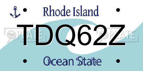 TDQ62Z Rhode Island License Plate
