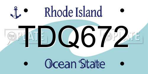 TDQ672 Rhode Island License Plate