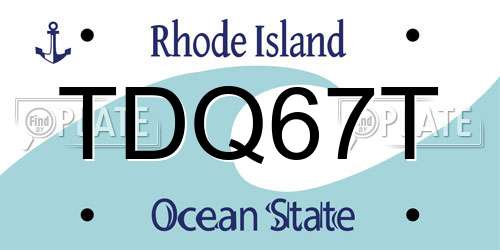 TDQ67T Rhode Island License Plate