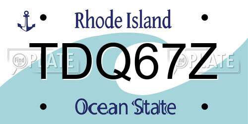 TDQ67Z Rhode Island License Plate