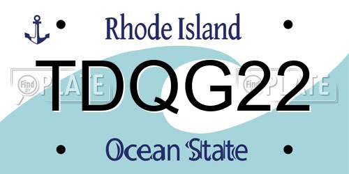 TDQG22 Rhode Island License Plate