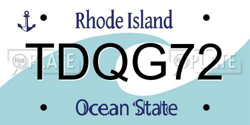 TDQG72 Rhode Island License Plate
