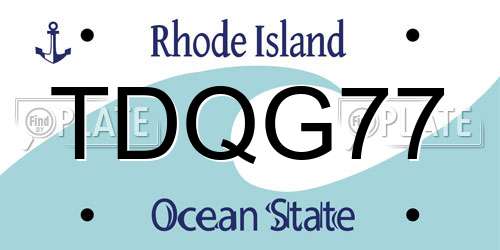 TDQG77 Rhode Island License Plate