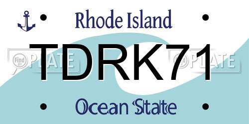 TDRK71 Rhode Island License Plate