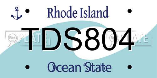TDS804 Rhode Island License Plate