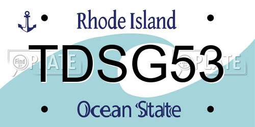TDSG53 Rhode Island License Plate