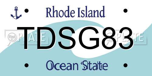 TDSG83 Rhode Island License Plate