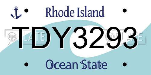 TDY3293 Rhode Island License Plate