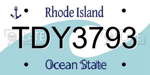TDY3793 Rhode Island License Plate