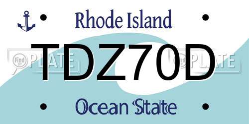 TDZ70D Rhode Island License Plate