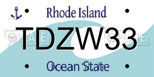 TDZW33 Rhode Island License Plate