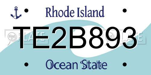 TE2B893 Rhode Island License Plate