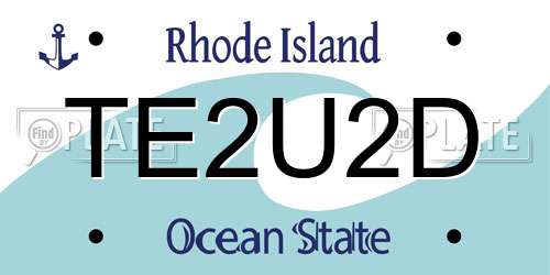 TE2U2D Rhode Island License Plate