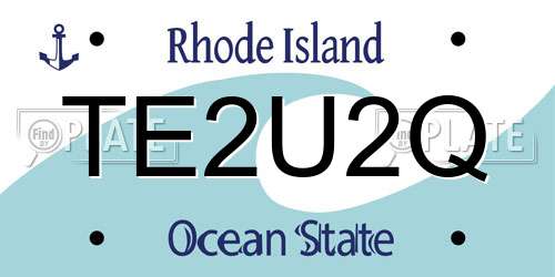 TE2U2Q Rhode Island License Plate