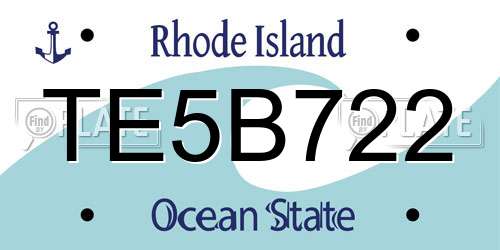 TE5B722 Rhode Island License Plate
