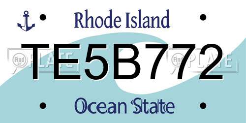 TE5B772 Rhode Island License Plate