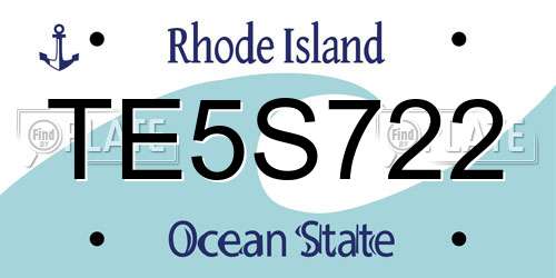 TE5S722 Rhode Island License Plate