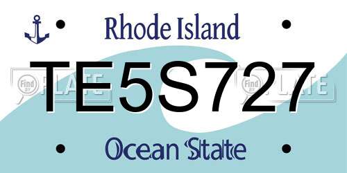 TE5S727 Rhode Island License Plate