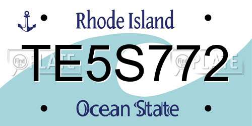 TE5S772 Rhode Island License Plate