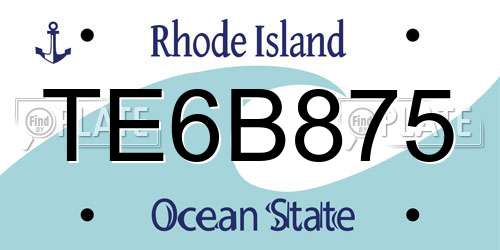 TE6B875 Rhode Island License Plate