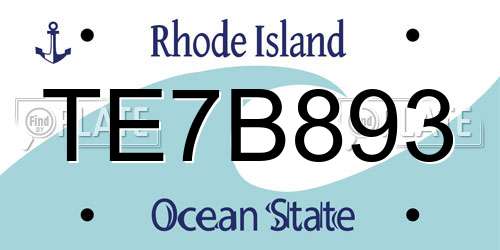 TE7B893 Rhode Island License Plate