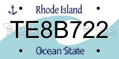 TE8B722 Rhode Island License Plate