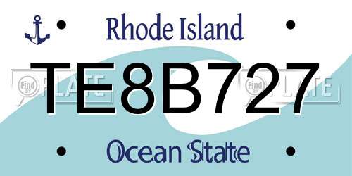 TE8B727 Rhode Island License Plate