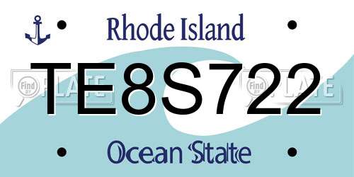TE8S722 Rhode Island License Plate