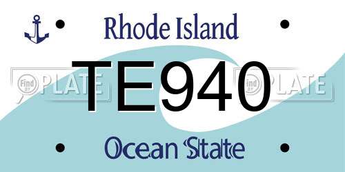 TE940 Rhode Island License Plate