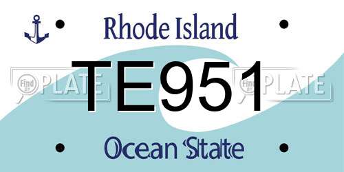 TE951 Rhode Island License Plate