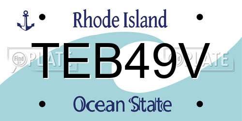 TEB49V Rhode Island License Plate
