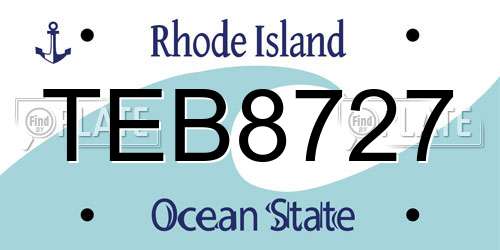 TEB8727 Rhode Island License Plate
