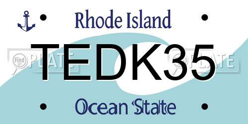 TEDK35 Rhode Island License Plate