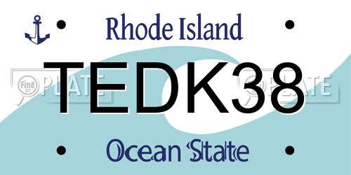 TEDK38 Rhode Island License Plate