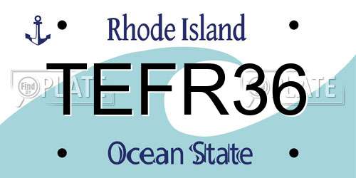TEFR36 Rhode Island License Plate