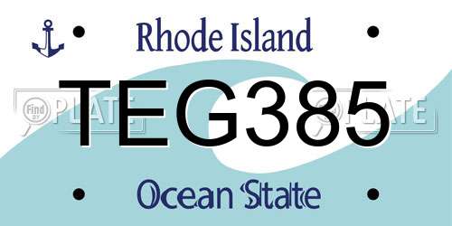 TEG385 Rhode Island License Plate