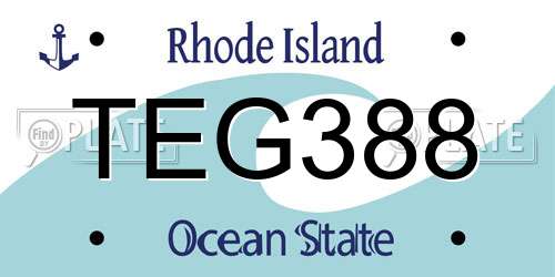 TEG388 Rhode Island License Plate