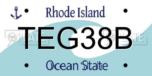 TEG38B Rhode Island License Plate