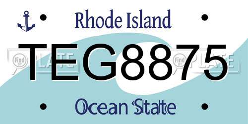 TEG8875 Rhode Island License Plate