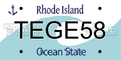 TEGE58 Rhode Island License Plate