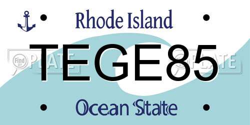 TEGE85 Rhode Island License Plate